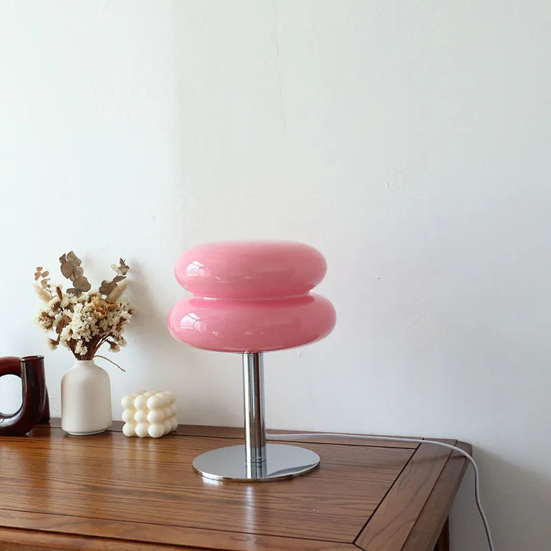 Italian Designer Glass Egg Tart Table Lamp - Elegant LED Night Light for Home Decor
