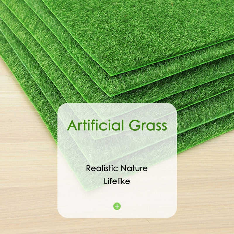 2 Pieces Artificial Grass Outdoor Gardening Turf Lawn Synthetic Fake Grass Micro-landscape DIY Flocking Rug 30*30cm