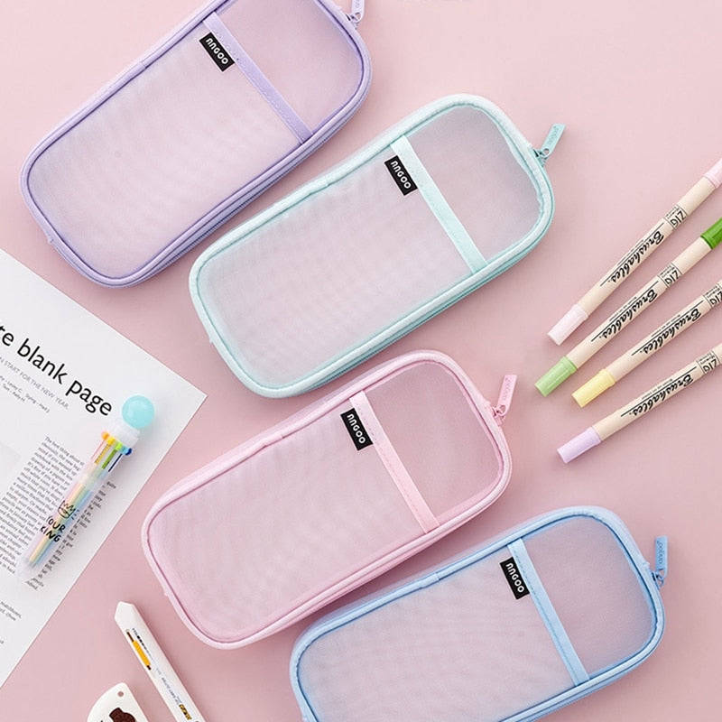 Lkblock Korean Fashion Transparent Pencil Case Pouches