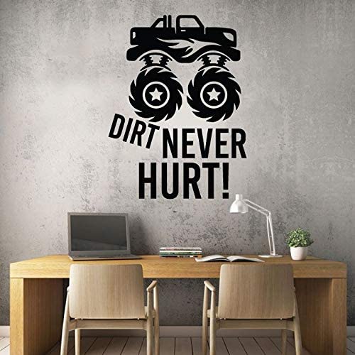 Trucks Vinyl Wall Sticker Wall Decal - Dirt Never Hurt Monster Truck Quotes Wheels Toy Car