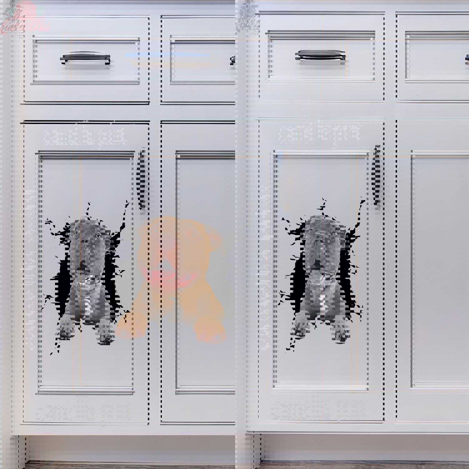 American Pitbull Terrier Crack Car Decal - Custom Funny Wall Sticker - Housewarming Gift