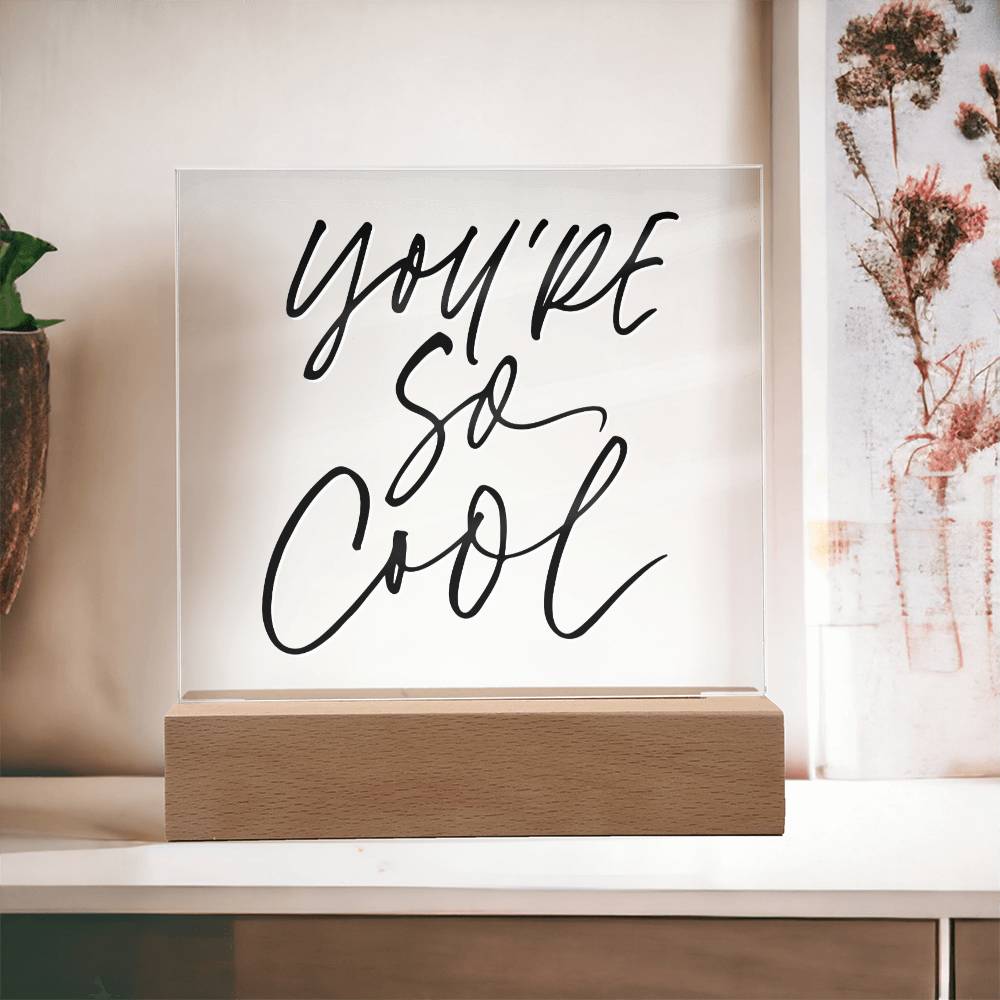Youre So Cool - Motivational Acrylic with LED Night Light - Inspirational Home Decor - Perfect Gift for Any Occasion