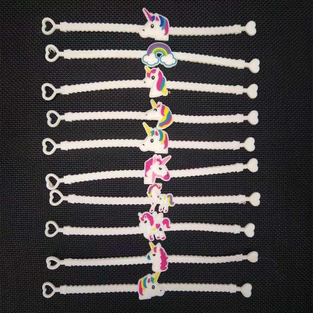 10pcs Unicorn Party Decoration Rubber Bangle Bracelet for Kids Birthday Party