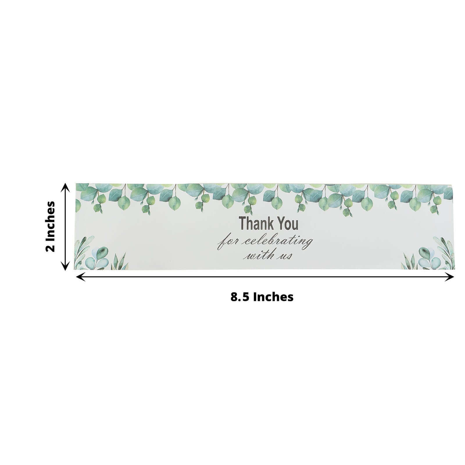 24 Pack White and Green Leaves Thank You Party Water Bottle Labels