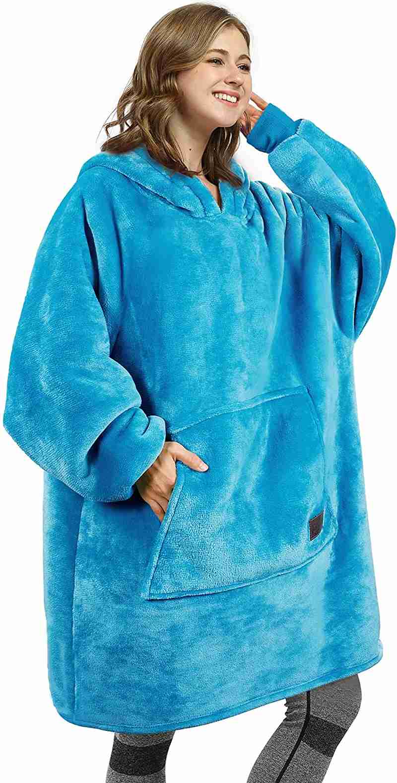 Oversized Wearable Blanket Hoodie Sweatshirt, Soft Sherpa Pullover for Cozy Lounging