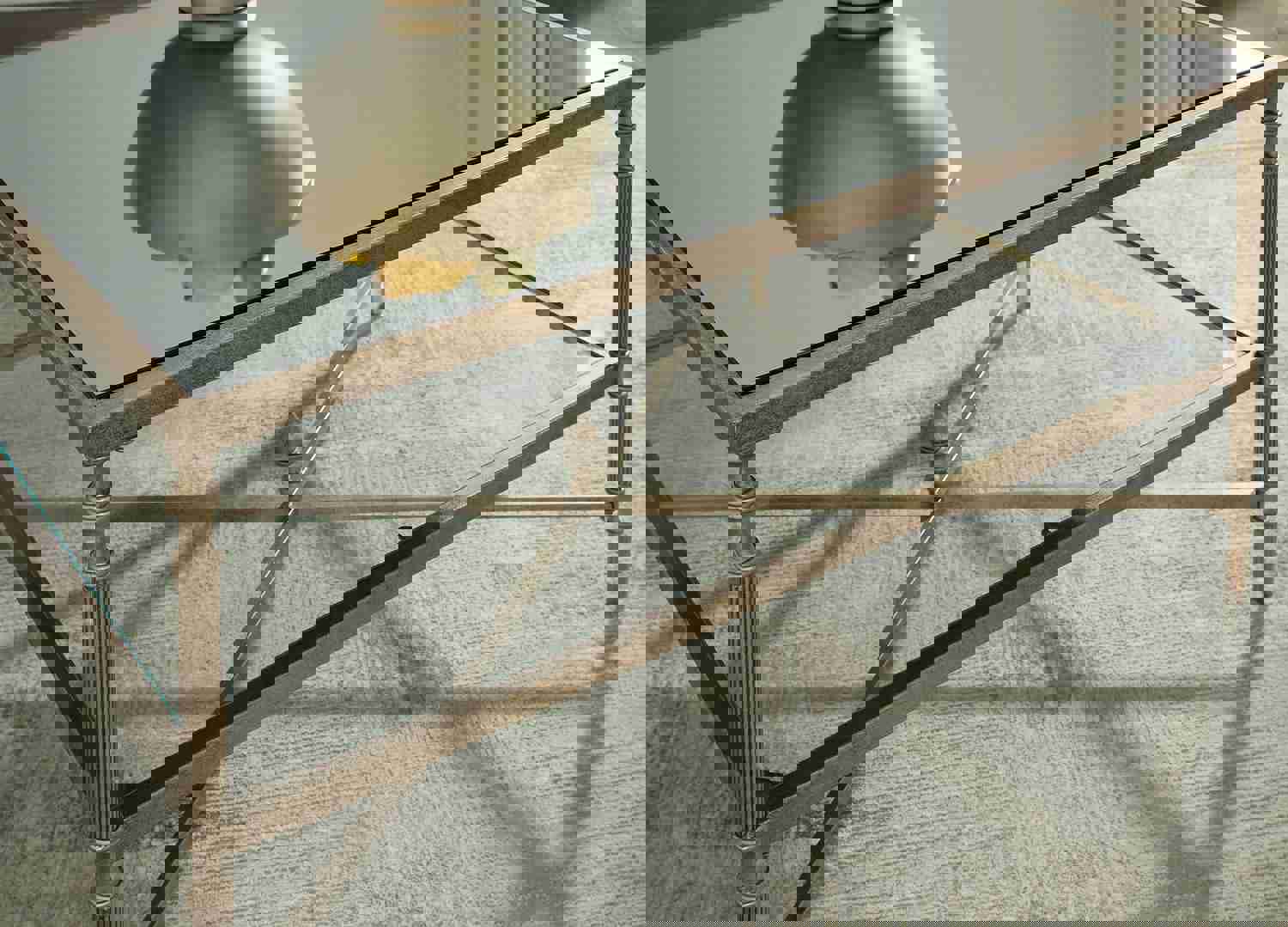 Cloverty Rectangular Cocktail Table with Aged Goldtone Finish