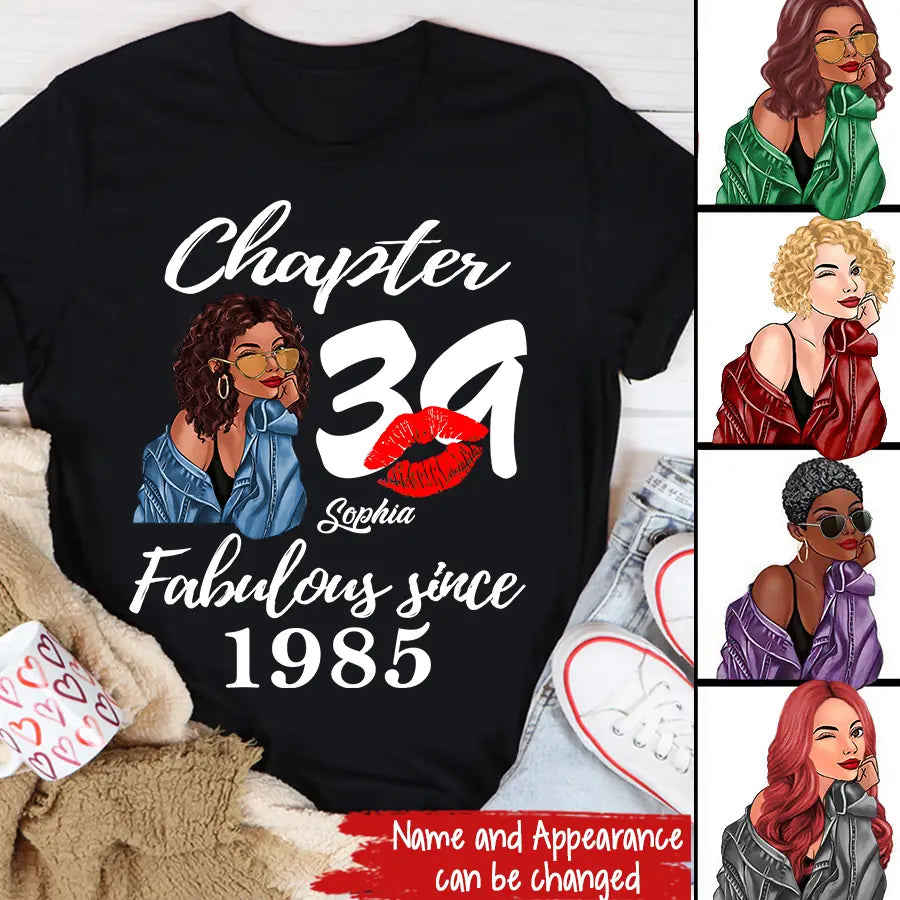 Personalized 39th Birthday Shirt for Her - 1985 Vintage Design, 39 And Fabulous Gift Idea