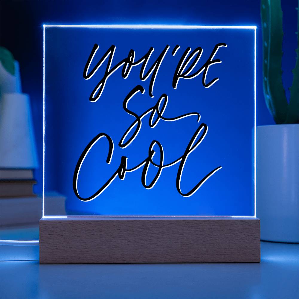 Youre So Cool - Motivational Acrylic with LED Night Light - Inspirational Home Decor - Perfect Gift for Any Occasion