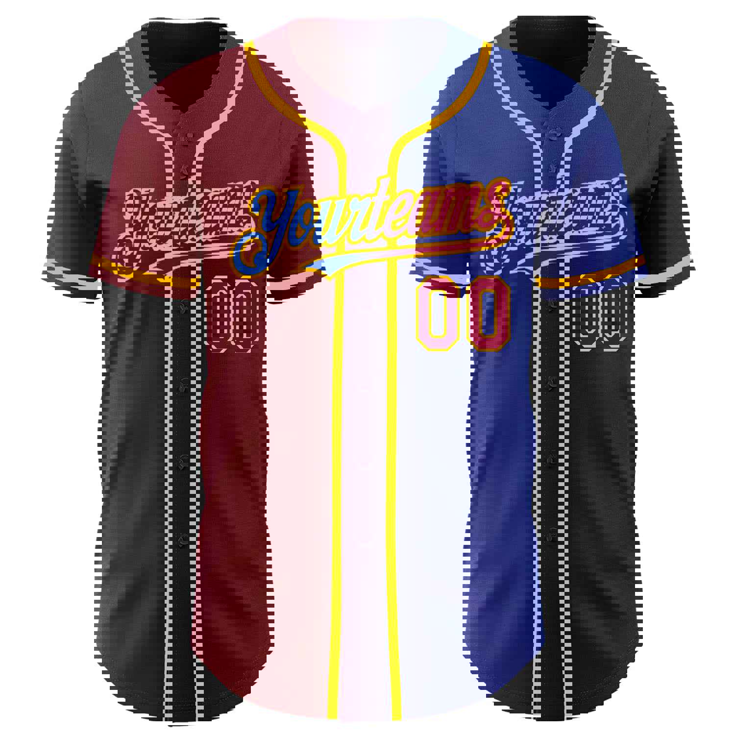 Custom Royal Maroon-Gold Authentic Gradient Fashion Baseball Jersey