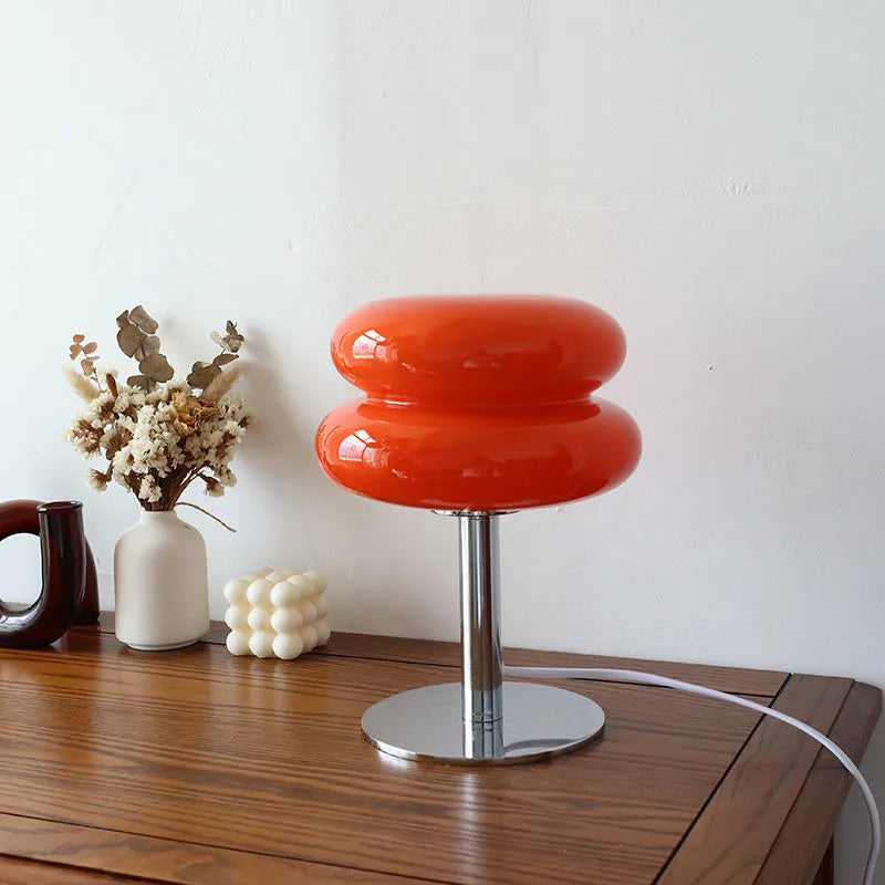 Italian Designer Glass Egg Tart Table Lamp - Elegant LED Night Light for Home Decor