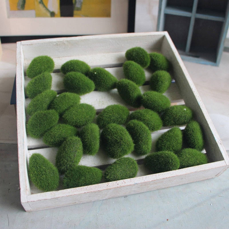 Artificial Moss Fake Stone DIY Miniature Green Moss Balls for Home Garden Decoration