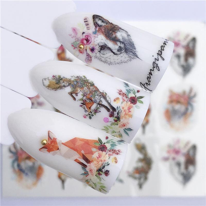 YZWLE Flower Series Nail Art Water Transfer Stickers - DIY Deer/Lavender Design