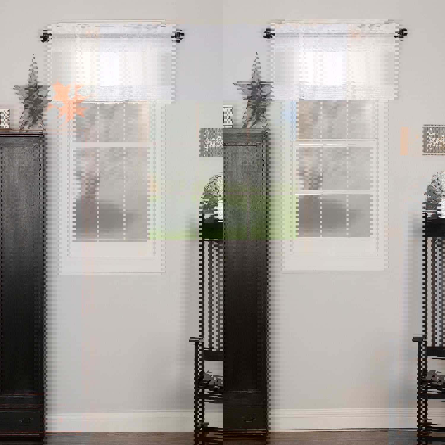 White Ruffled Sheer Valance 60