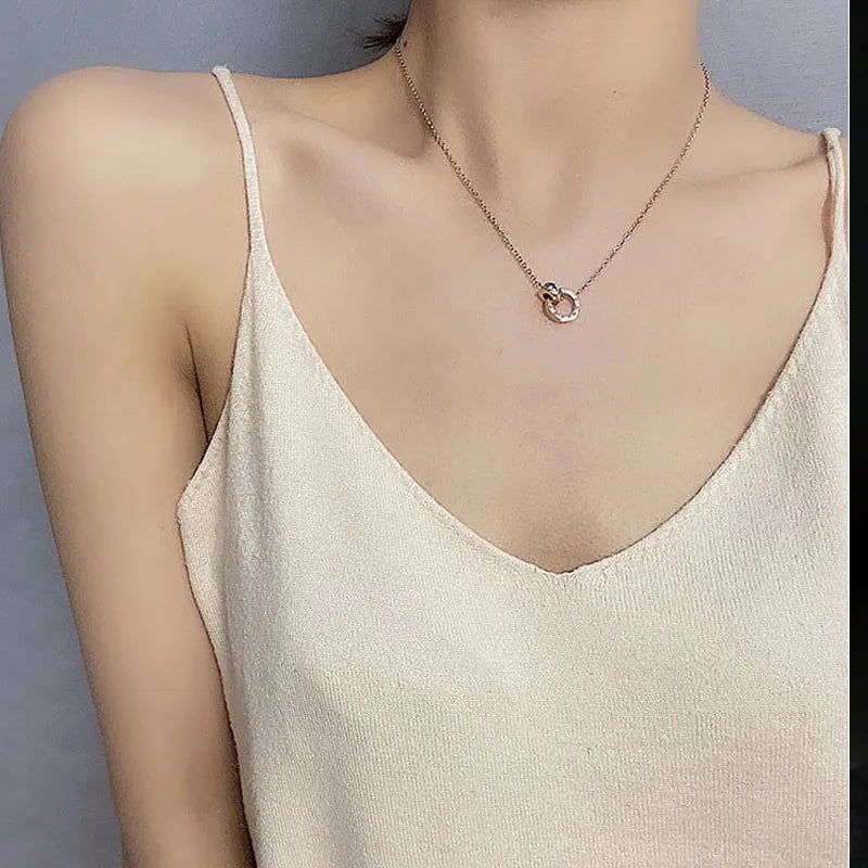Classic Design Famous Brand Roman Numerals Pendant Necklace for Women - Titanium Steel Chain Necklace