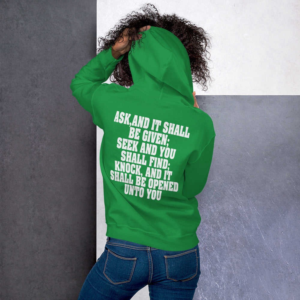 F&H Christian Matthew 7:7 Ask, and It Shall be Given Womens Hoodie
