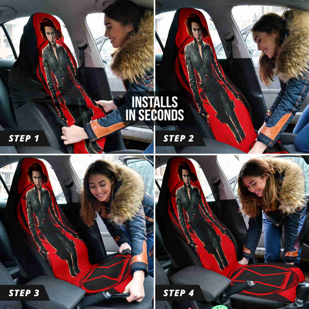 Black Widow Natasha Custom Car Seat Covers - High-Quality Polyester Micro-Fiber