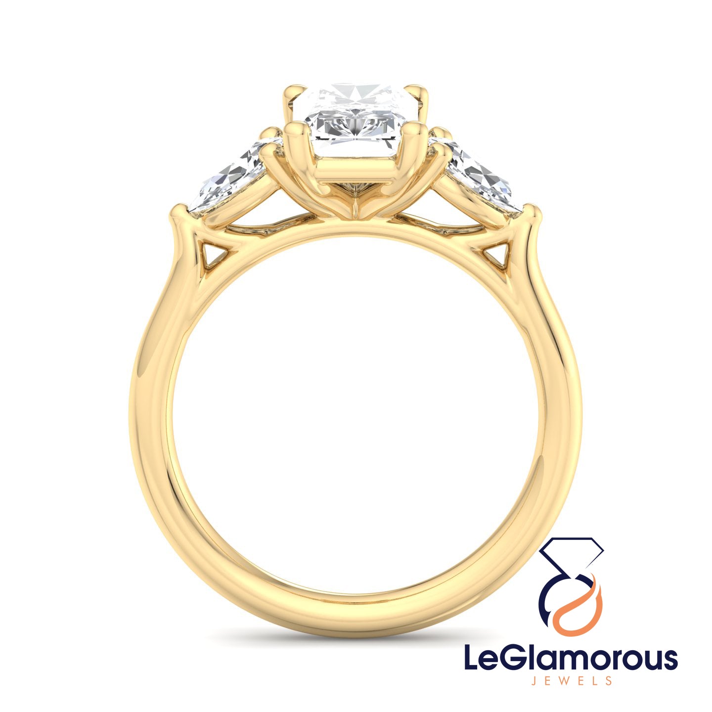 Radiant Cut Three Stone Engagement Ring with Lab Grown Diamond