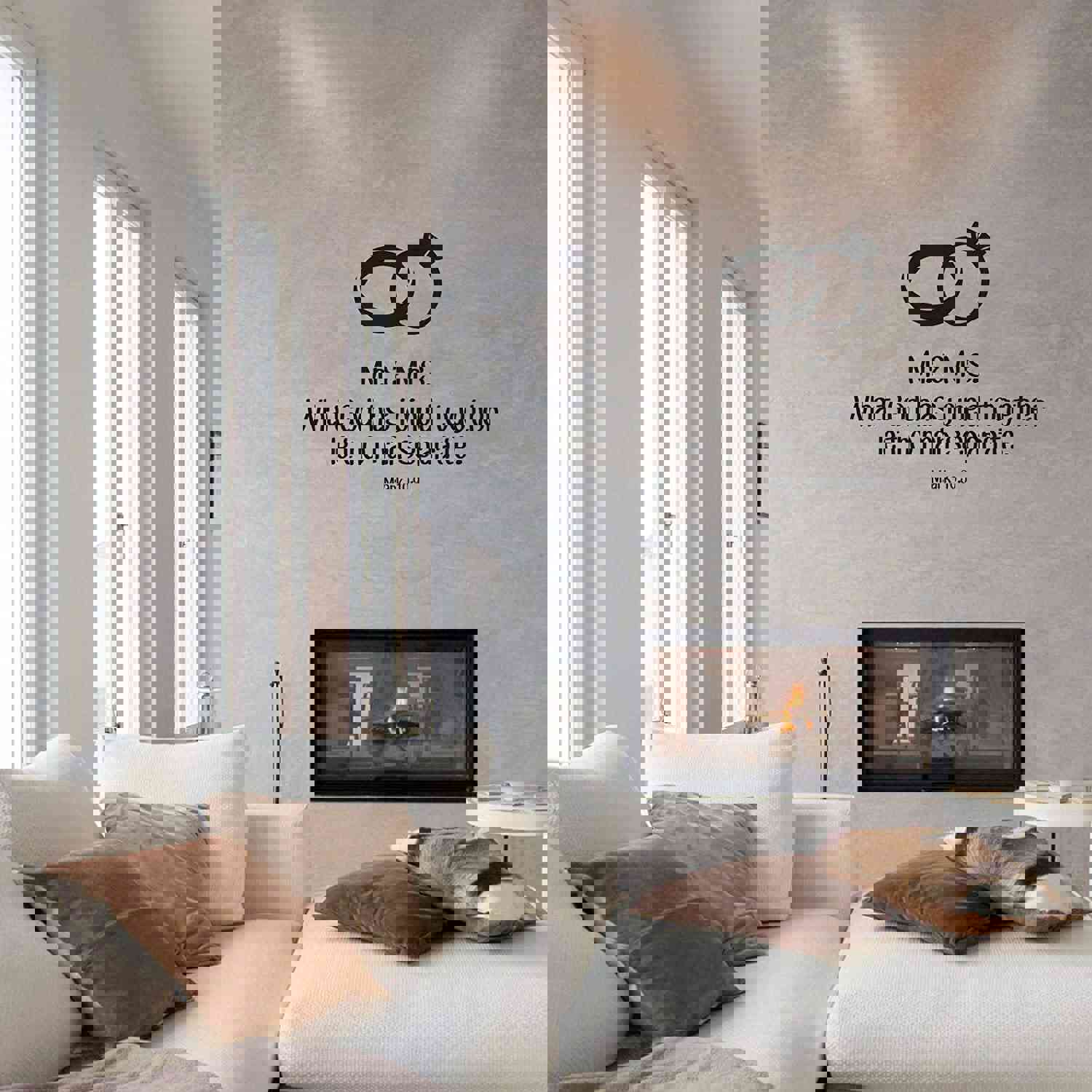 Religious Quotes Vinyl Wall Sticker - Mr and Mrs Marriage Bible Verse Decal