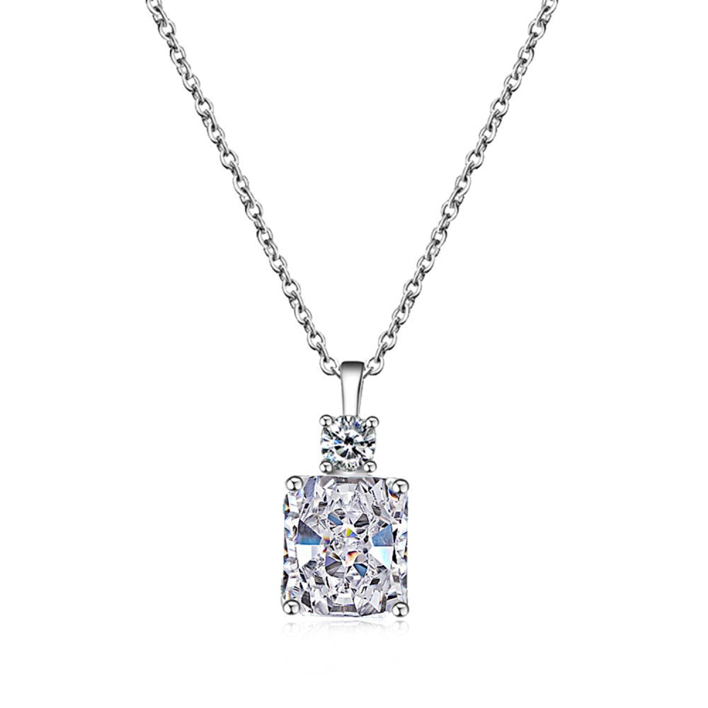 Women's Fashion Sterling Silver High Carbon Diamond Pendant Necklace
