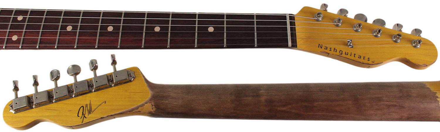 Nash T-3HB Guitar with Lollar Imperials, Olympic White over 3 Tone, Heavy Aging