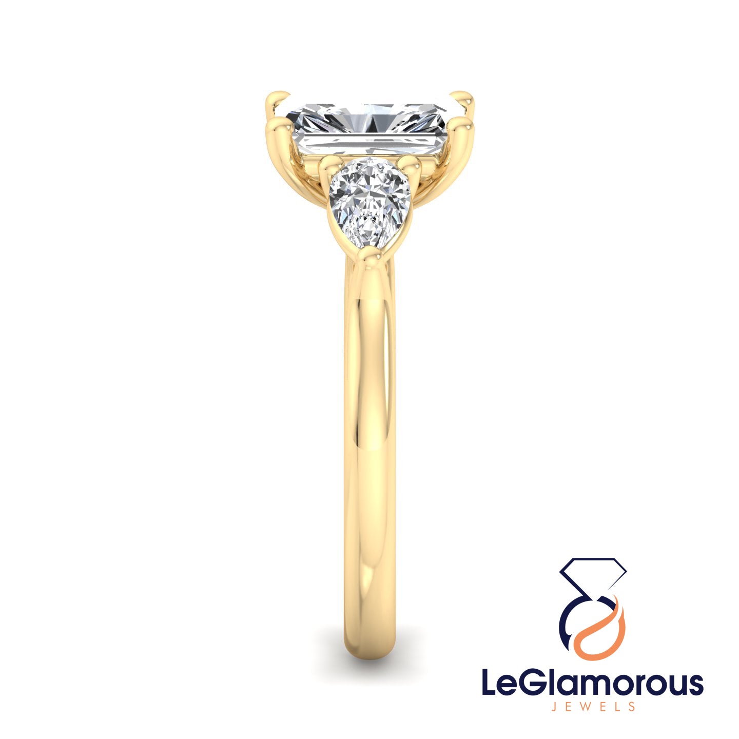 Radiant Cut Three Stone Engagement Ring with Lab Grown Diamond