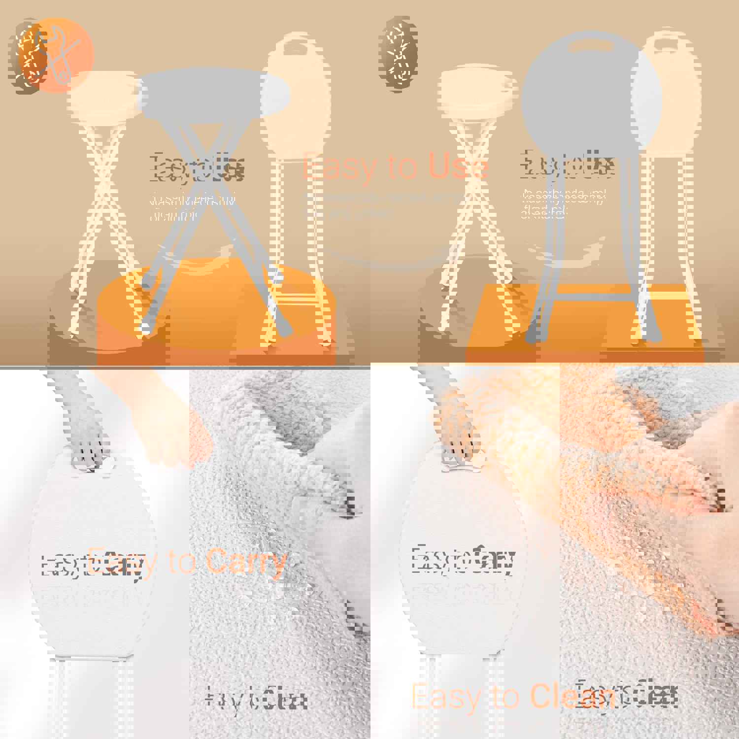 VINGLI Portable HDPE Plastic Folding Stools Set for Indoor and Outdoor Use