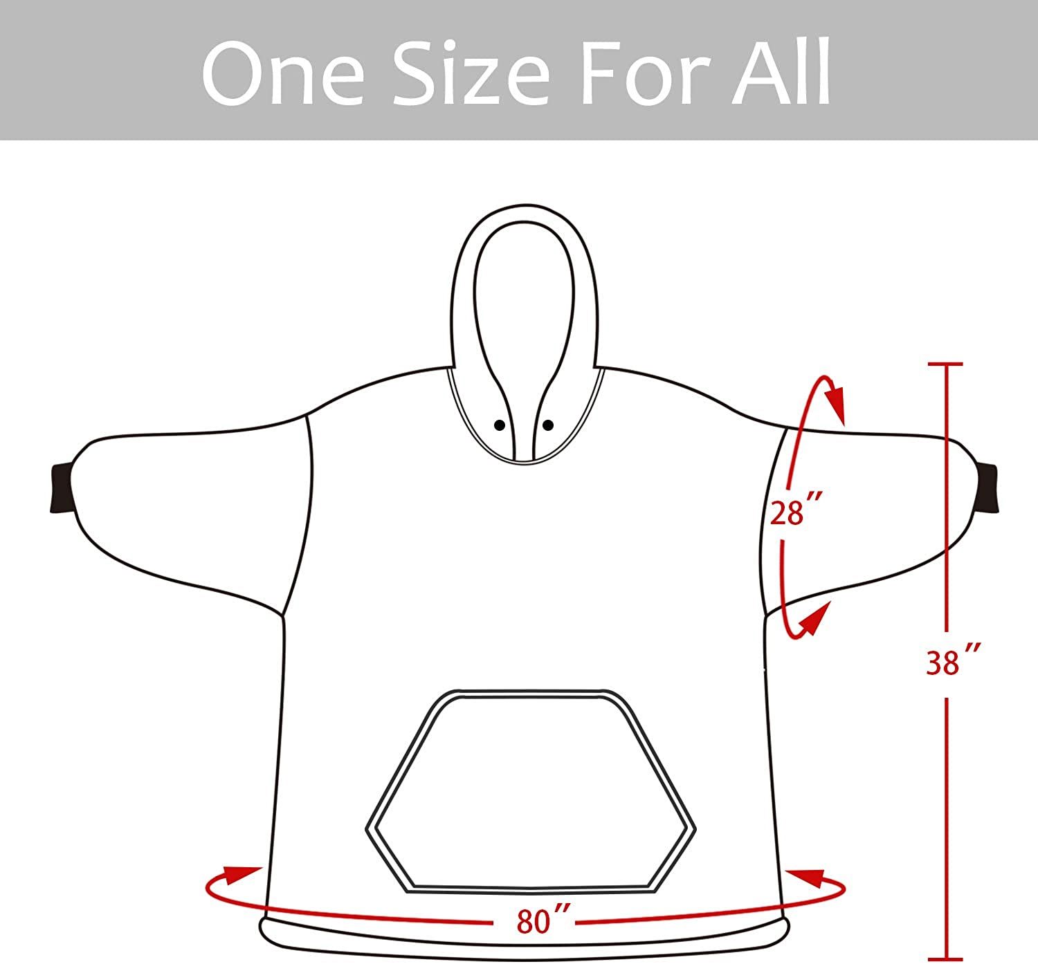 Oversized Wearable Blanket Hoodie Sweatshirt, Soft Sherpa Pullover for Cozy Lounging