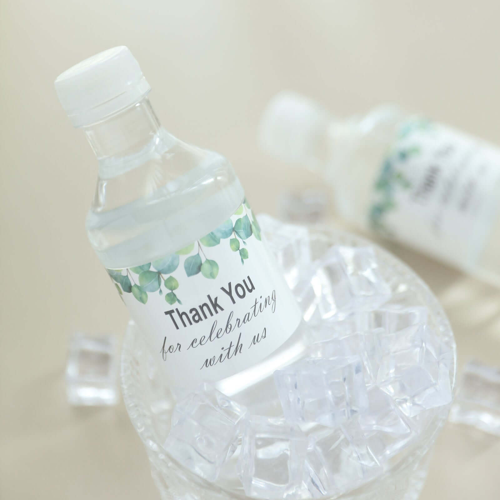 24 Pack White and Green Leaves Thank You Party Water Bottle Labels