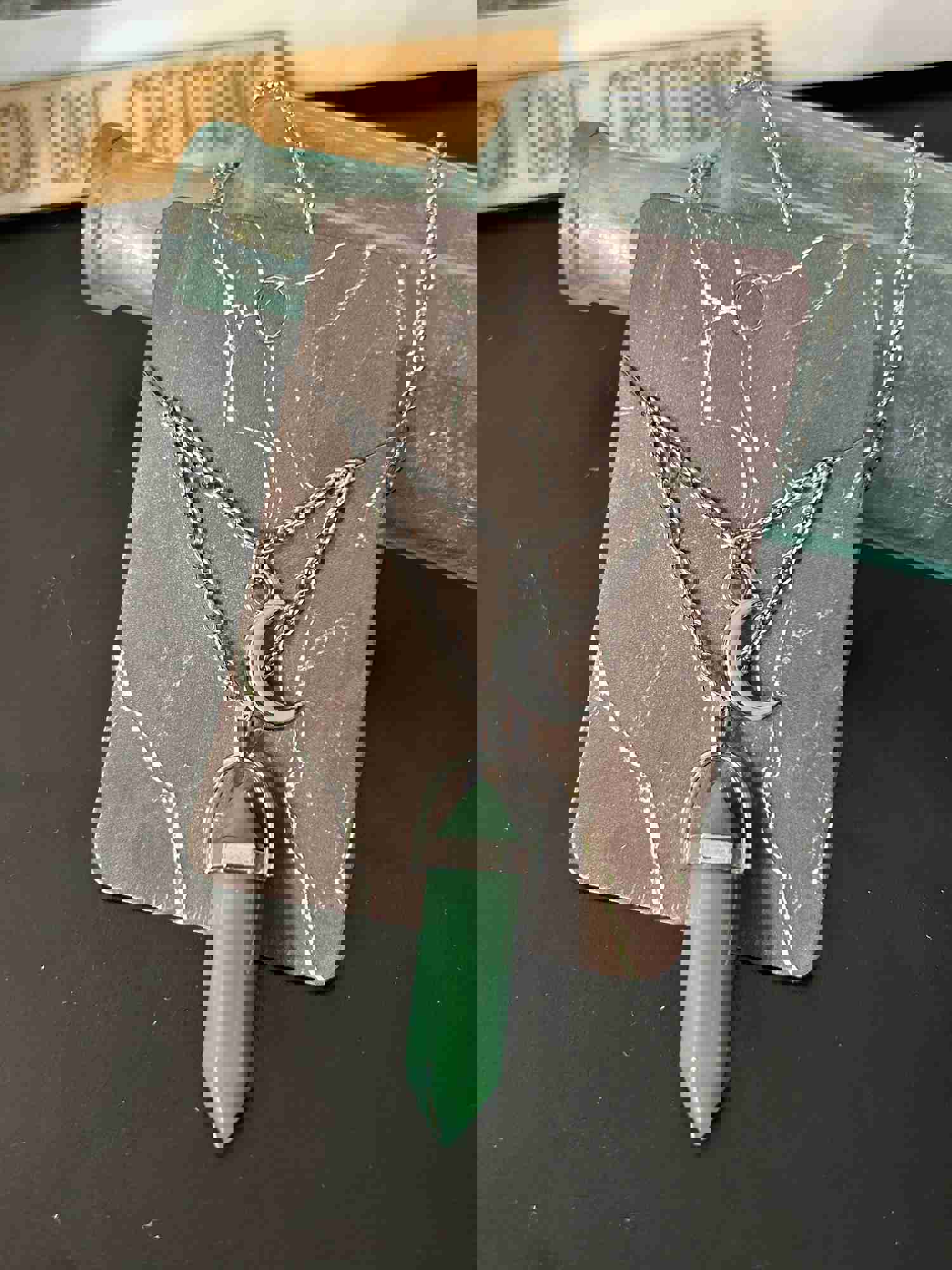 Stacked Crystal Necklace with Moon Charm