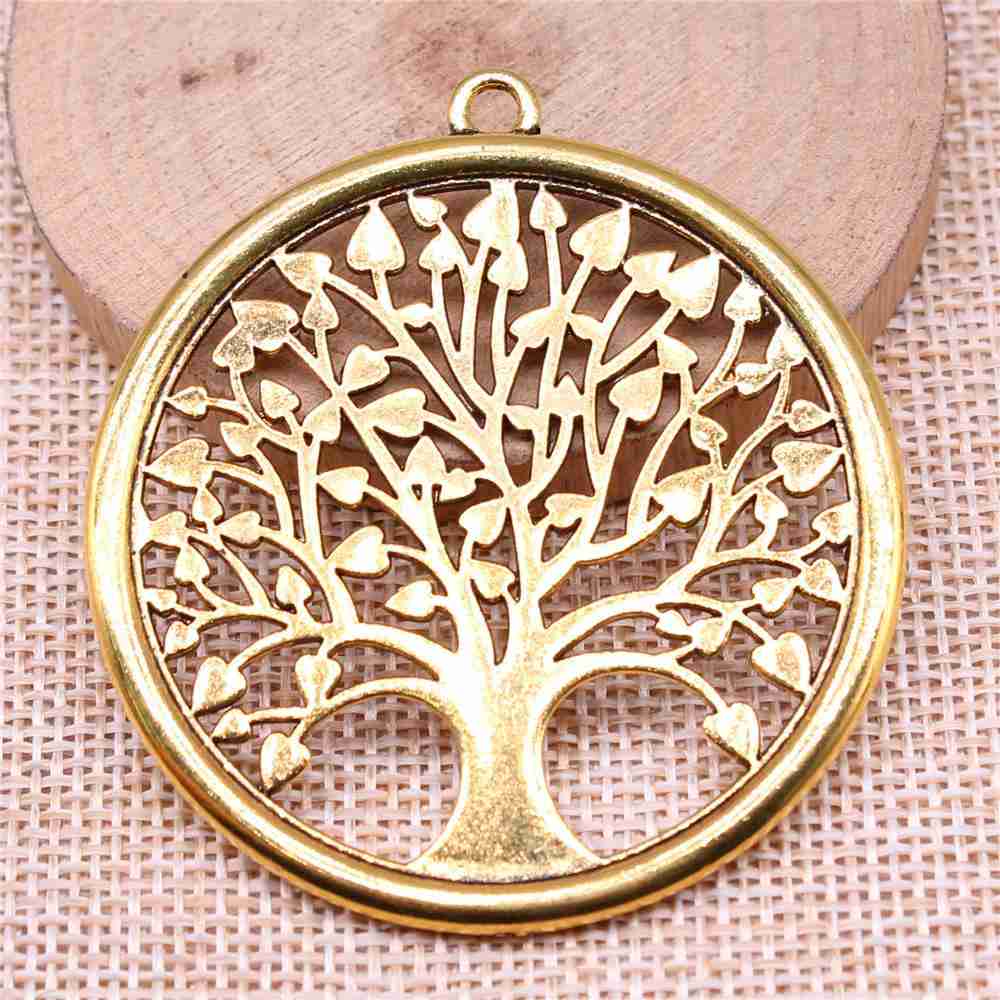 WYSIWYG 1pcs Tree Of Life Charms for Jewelry Making DIY Antique Gold Alloy Pendant