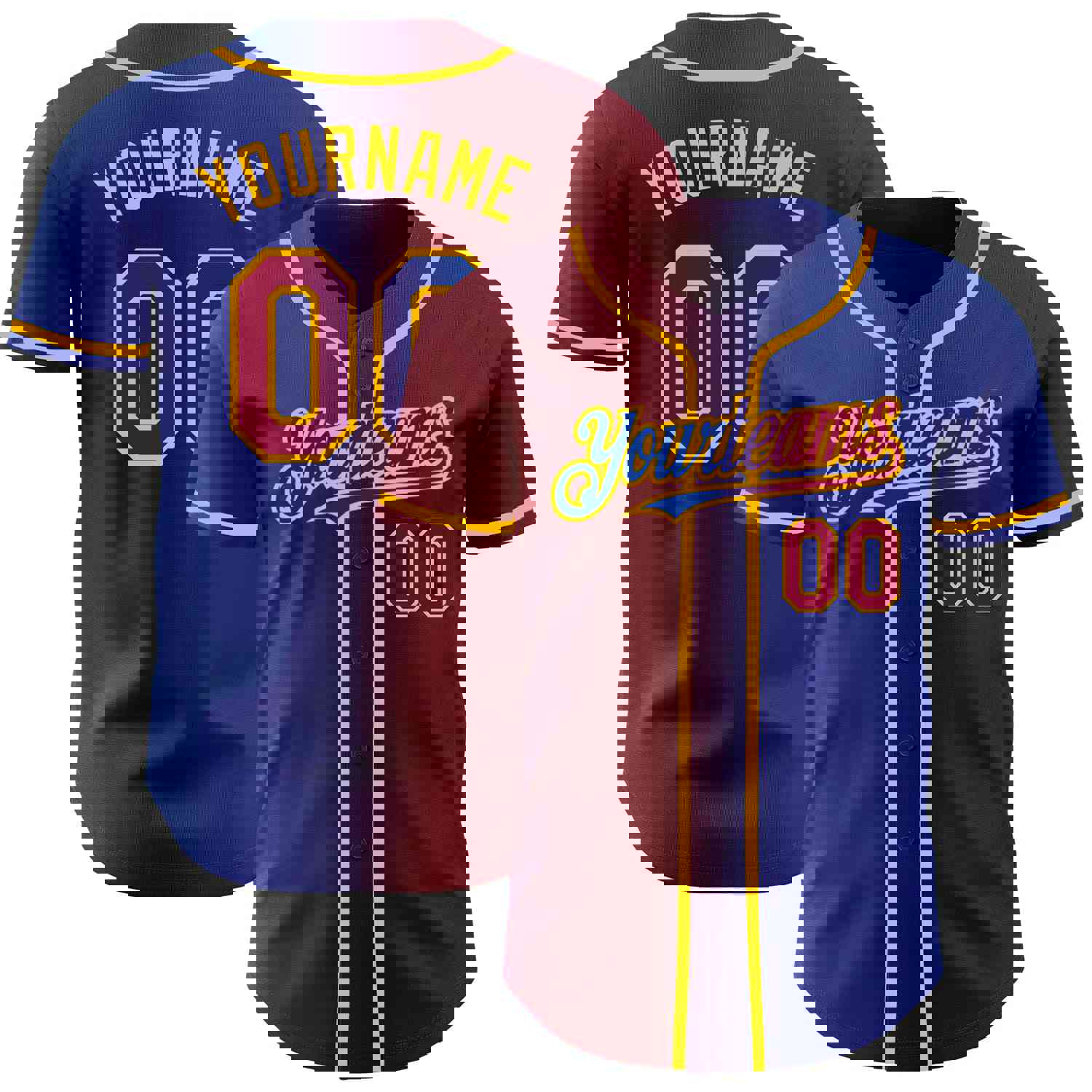 Custom Royal Maroon-Gold Authentic Gradient Fashion Baseball Jersey