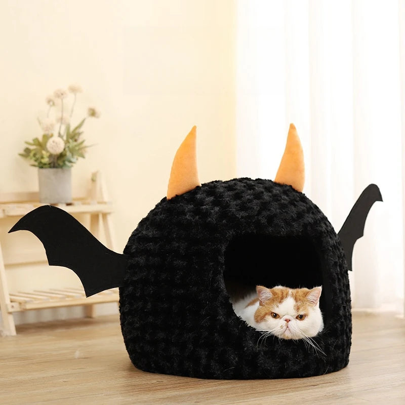 Halloween Pet Nest - Warm Cartoon Little Devil Cat Bed for Puppies and Kittens