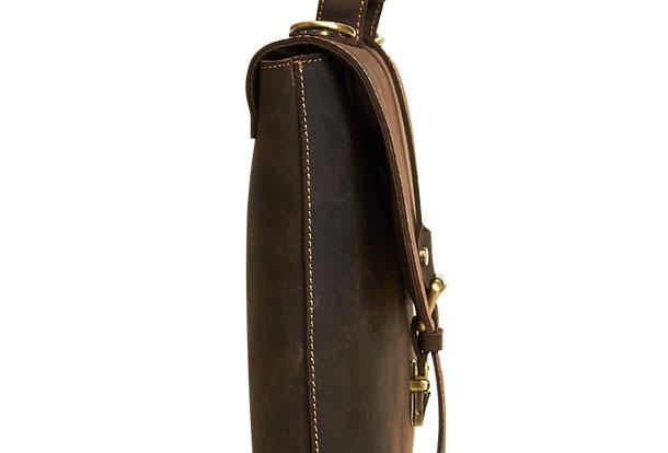 Genuine Leather Messenger Bag for Men - Travel & Hiking Sling Bag
