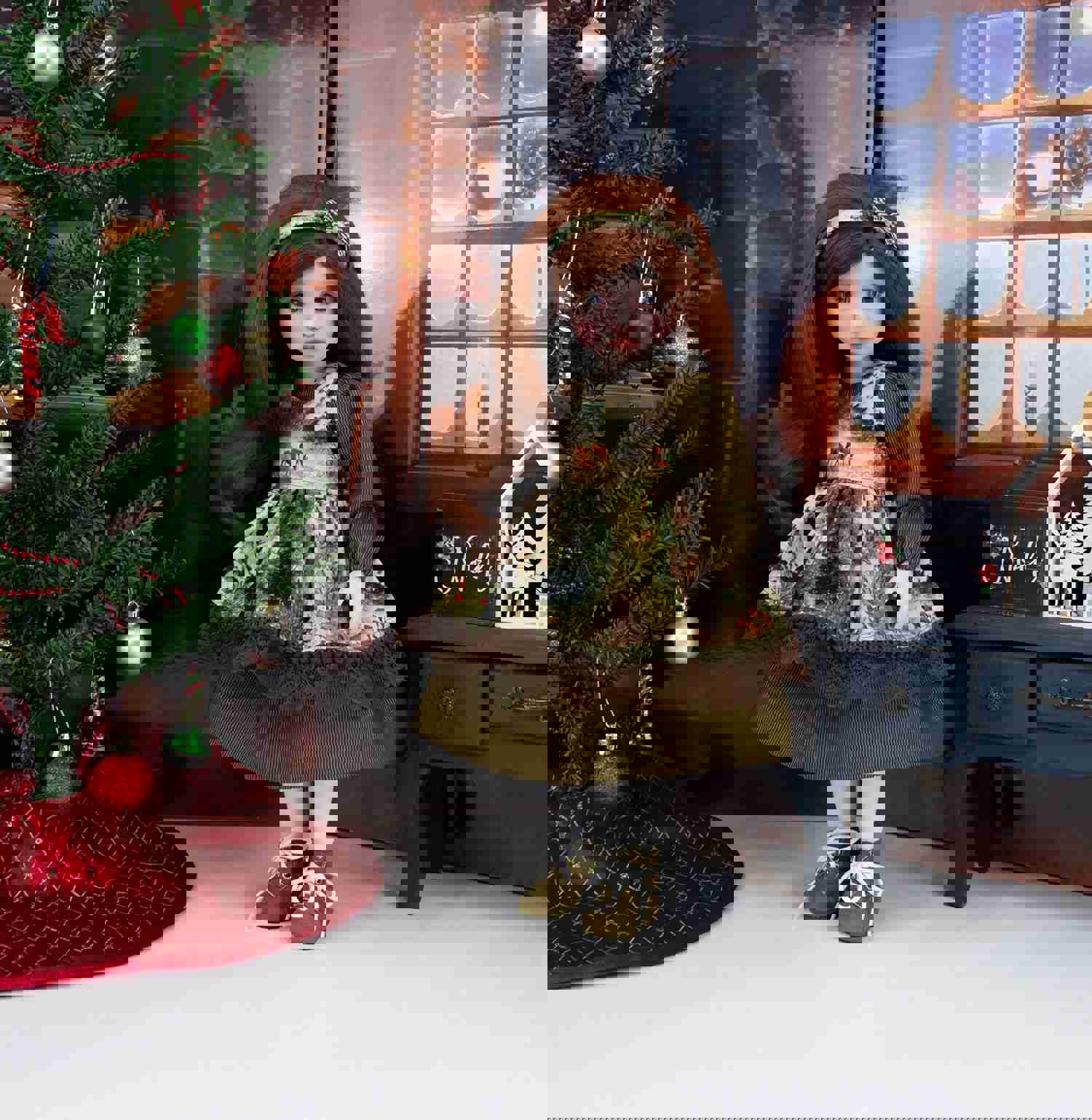 Serene Winter Woods - Dress & Pinafore with Boots for Ruby Red Fashion Friends Doll