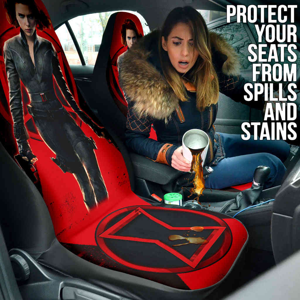Black Widow Natasha Custom Car Seat Covers - High-Quality Polyester Micro-Fiber