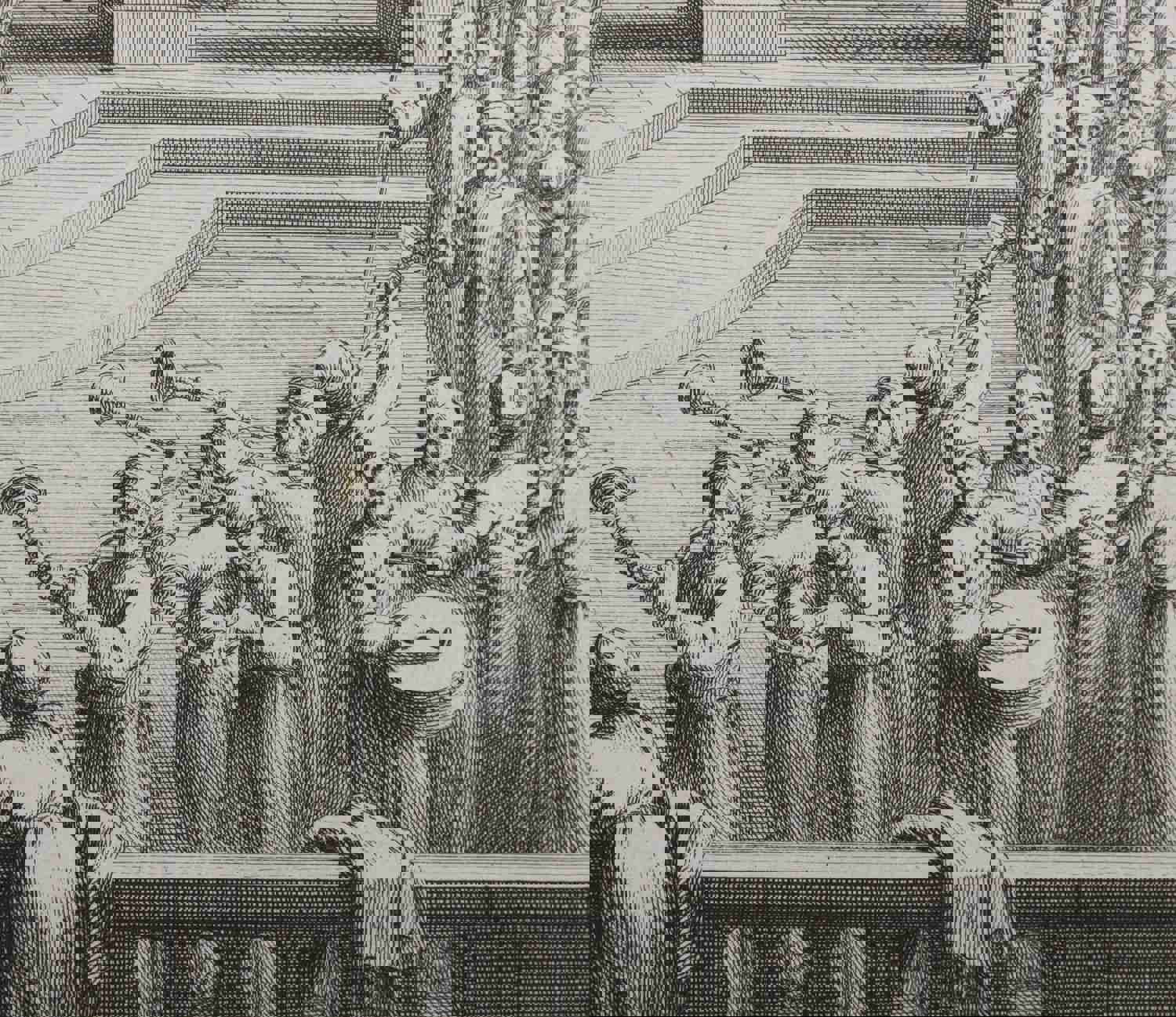 Augustin Calmet. Onction, et sacre des Rois d'Israël, et de Juda. Engraving. 1728.