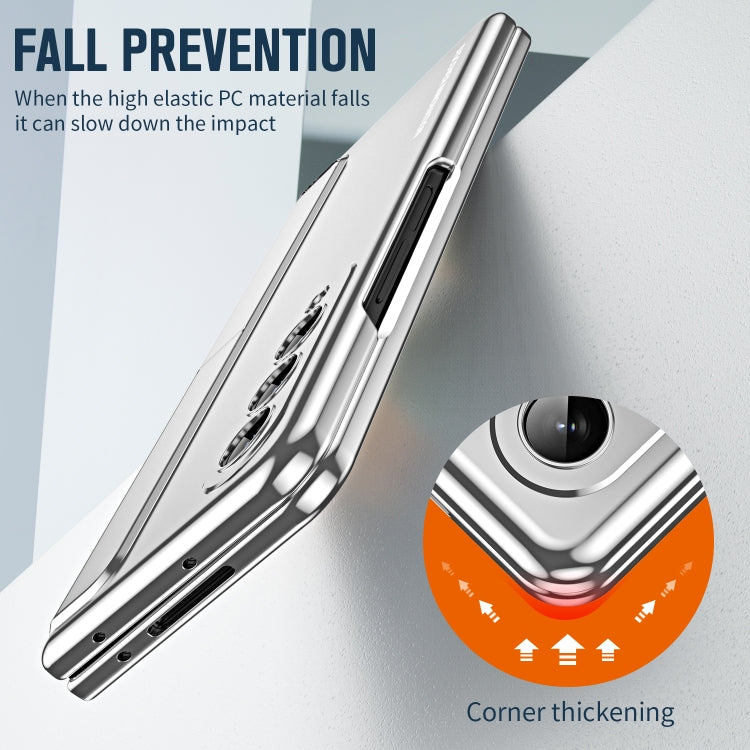 For Samsung Galaxy Z Fold4 2 in 1 Detachable PC Folding Phone Case with Holder & Pen Slot (Silver)