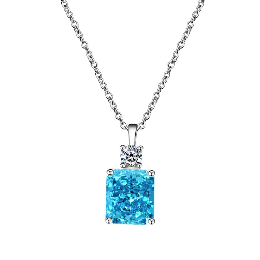 Women's Fashion Sterling Silver High Carbon Diamond Pendant Necklace
