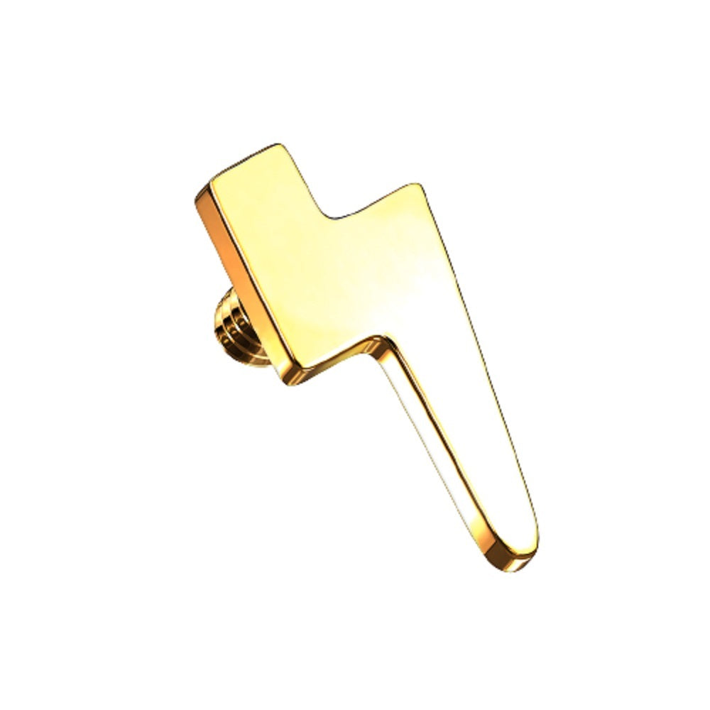 Flat Lightning Bolt Internally Threaded Dermal Anchor Top - G23 Implant Grade Titanium
