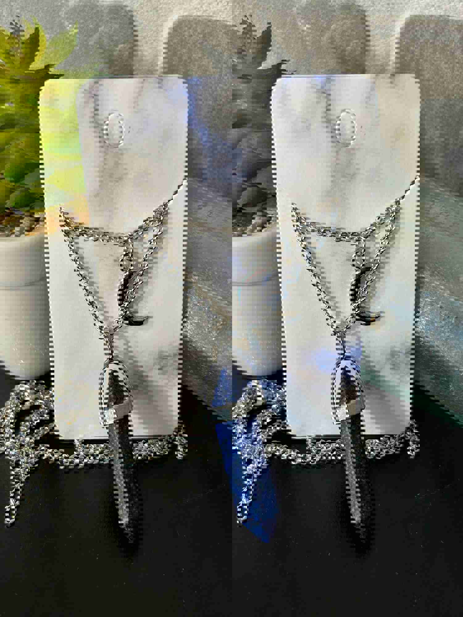 Stacked Crystal Necklace with Moon Charm