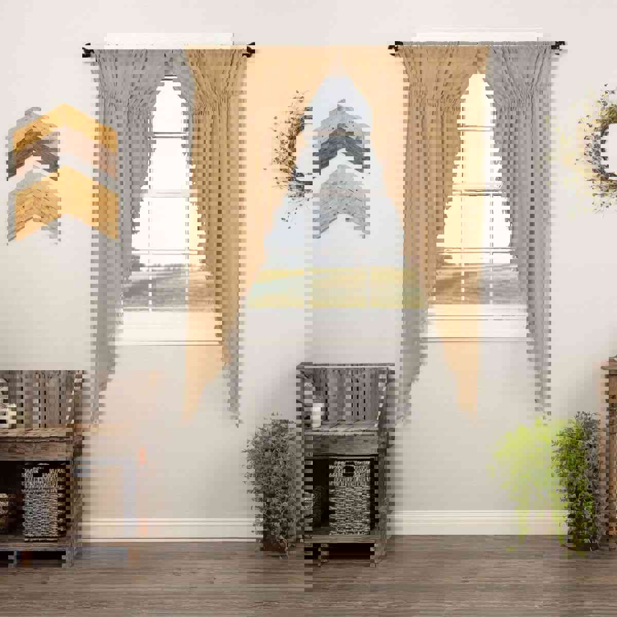Tobacco Cloth Rustic Sheer Prairie Curtain Set