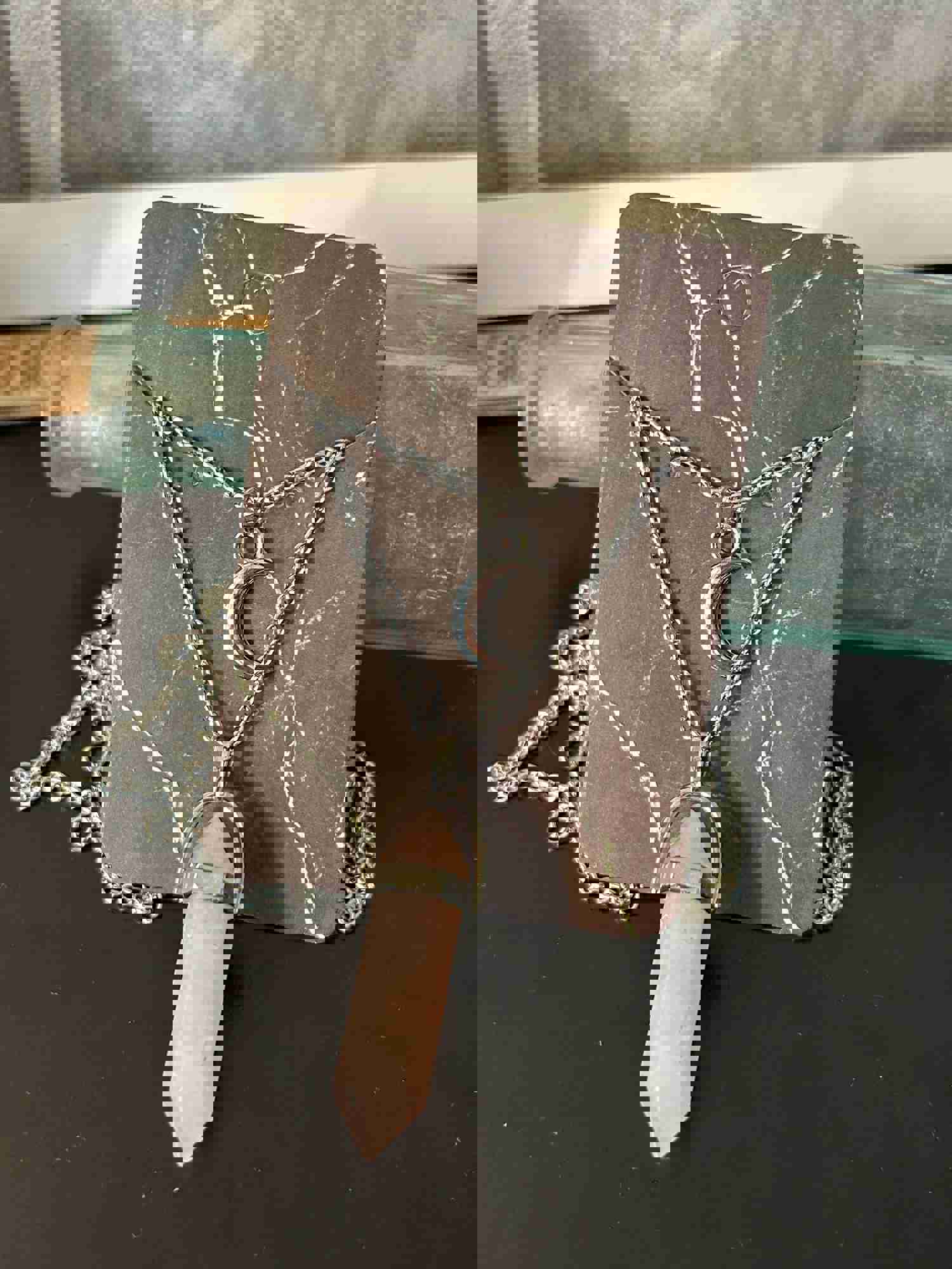 Stacked Crystal Necklace with Moon Charm