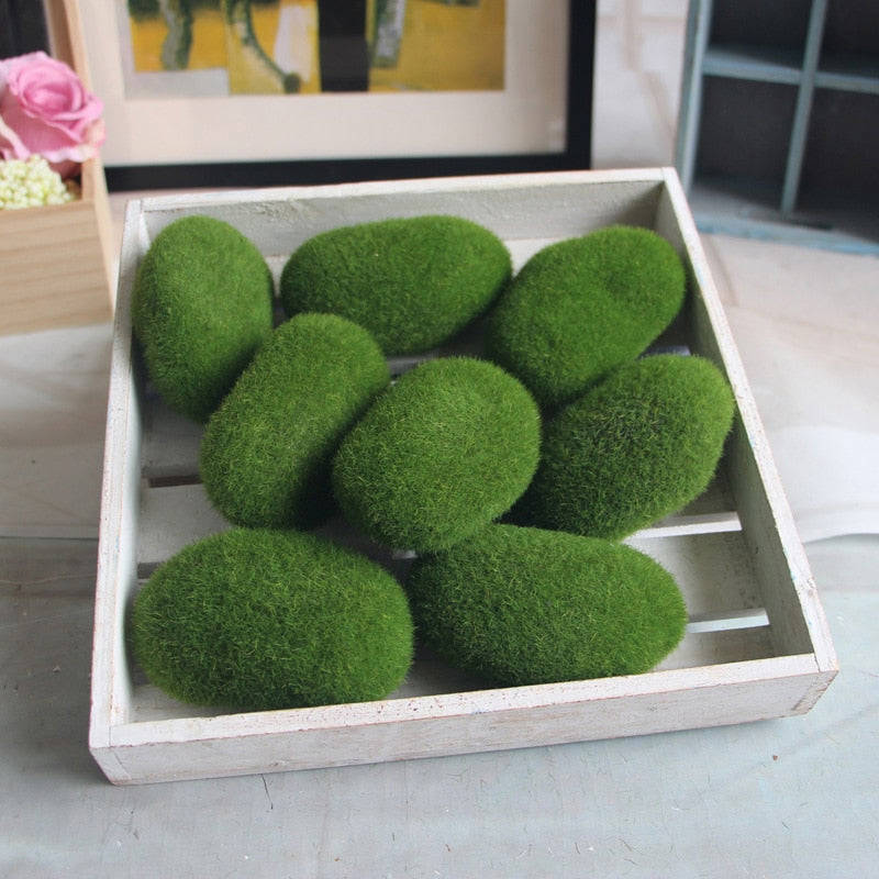 Artificial Moss Fake Stone DIY Miniature Green Moss Balls for Home Garden Decoration