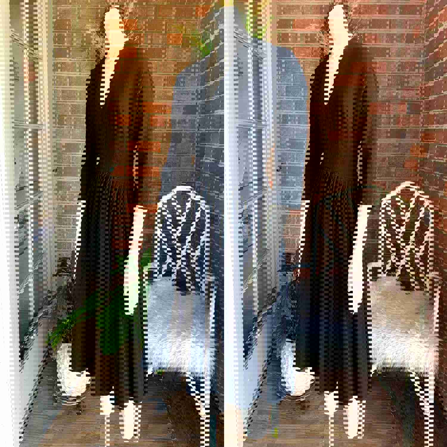 Vintage 1950s Black V-Neck Wool Dress by DeTrano