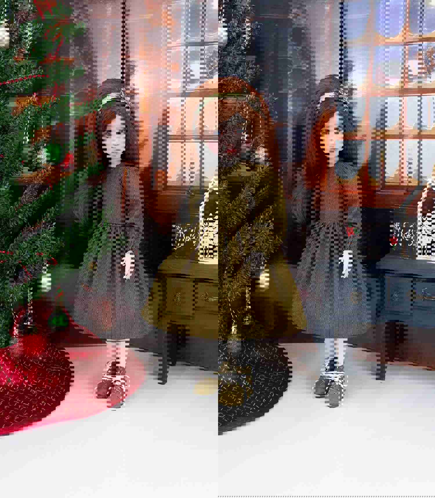 Serene Winter Woods - Dress & Pinafore with Boots for Ruby Red Fashion Friends Doll