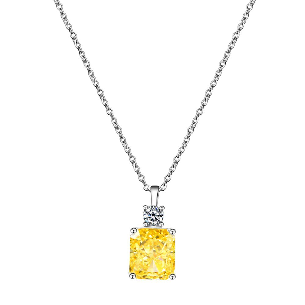 Women's Fashion Sterling Silver High Carbon Diamond Pendant Necklace