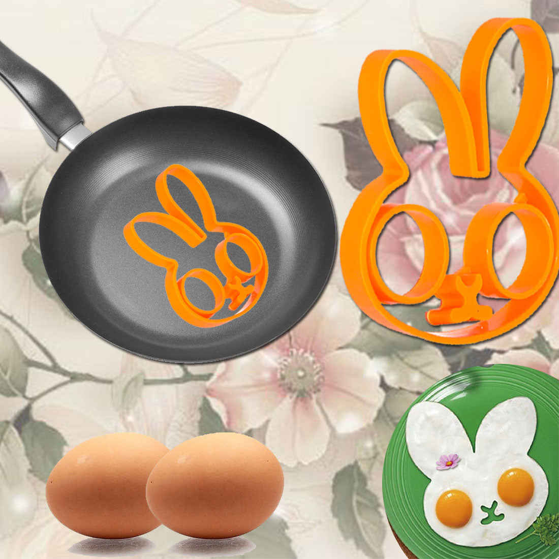 Silicone Rabbit Love Smile Star Fried Egg Mold Pancake Ring Shaper - Kitchen Cooking Tool for Kids