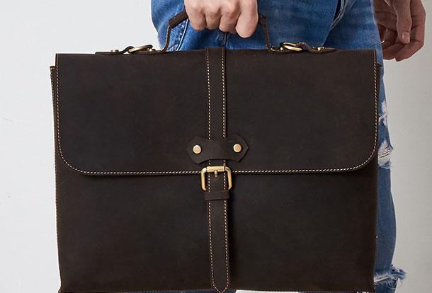 Genuine Leather Messenger Bag for Men - Travel & Hiking Sling Bag