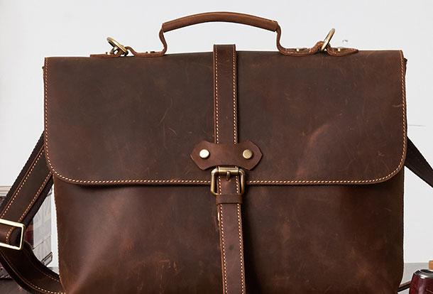 Genuine Leather Messenger Bag for Men - Travel & Hiking Sling Bag
