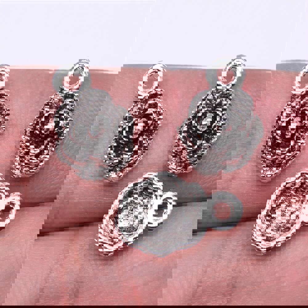 20pcs Antique Silver Flower Charms for DIY Jewelry Making